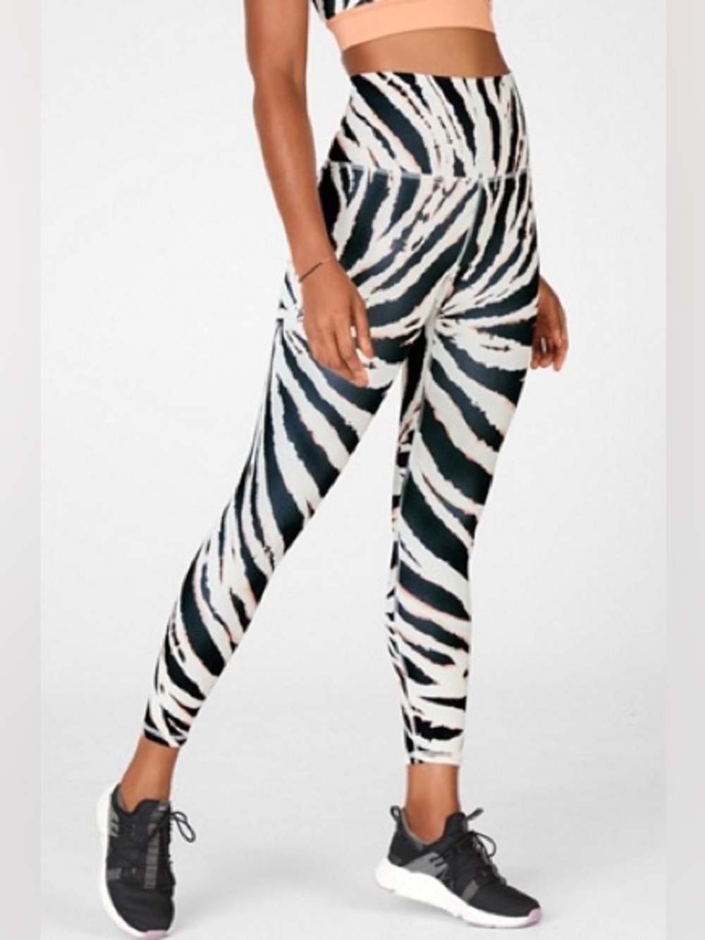 Fabletics Zebra-Print Yoga Pants - Peach, Black & White